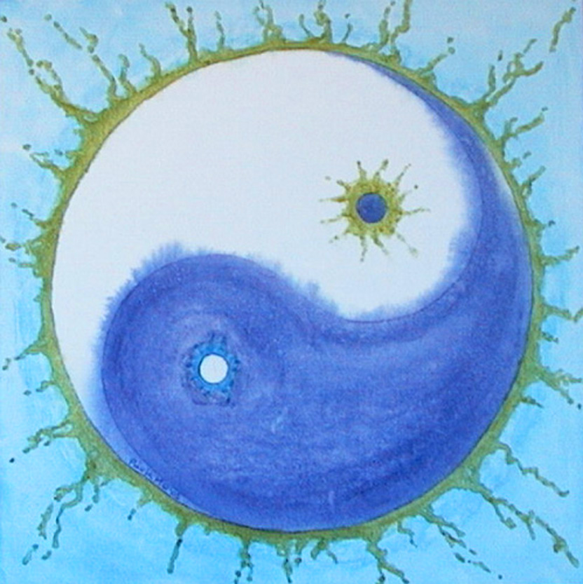blue white and turquoise yin yang symbol