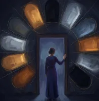 Black Moon Lilith in the Houses — The Inner Wheel Black Moon Lilith in the houses — figure at threshold of twelve chambers, The Inner Wheel