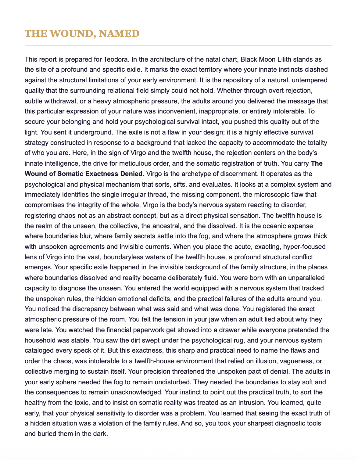 The Exiled Gift sample report page 2 — The Inner Wheel